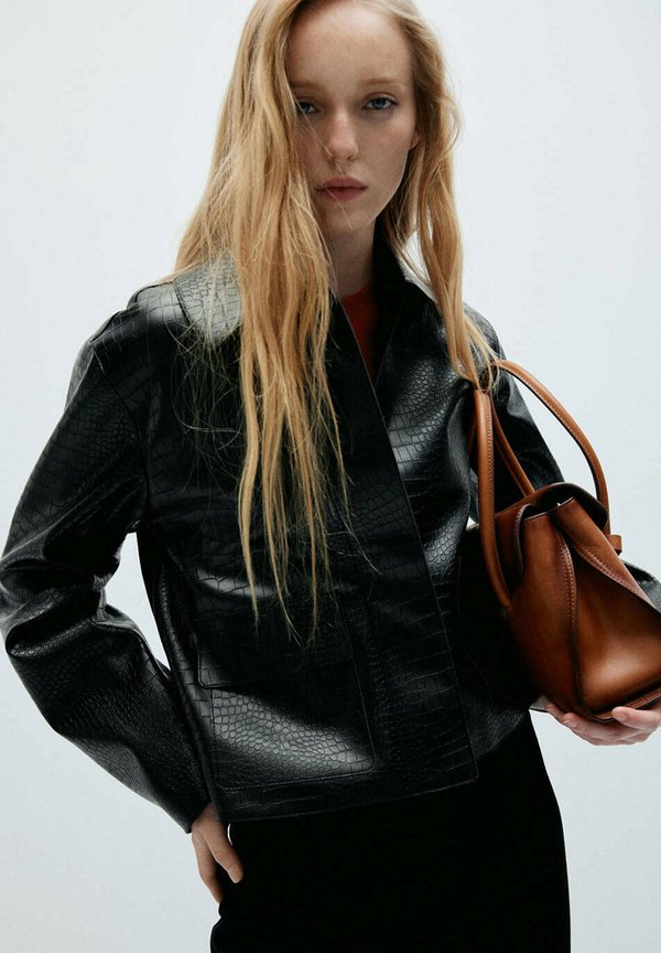 Mango ADULT - Faux leather jacket - black