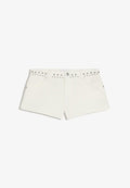 Bershka STUDDED TWILL SHORTS 01723335 - Denim shorts - white