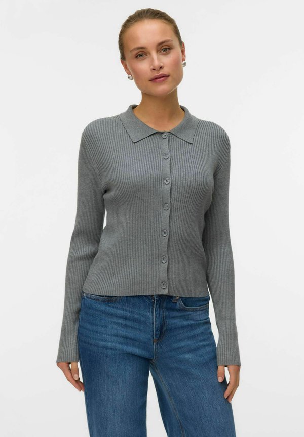 Vero Moda Knitted VMVADIN Knitted - Cardigan - medium grey melange