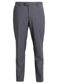 Graue, maßgeschneiderte Hose aus einem strukturierten Stoff, mit einem einfachen Knopfverschluss, Gürtelschlaufen und schlanker Passform.