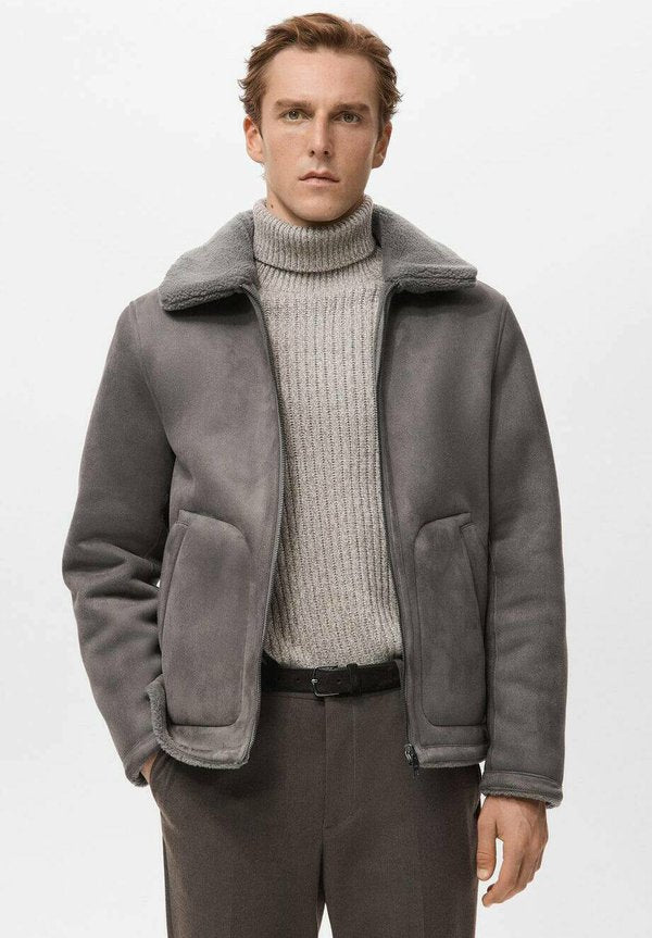 Mango Faux leather jacket - medium heather grey