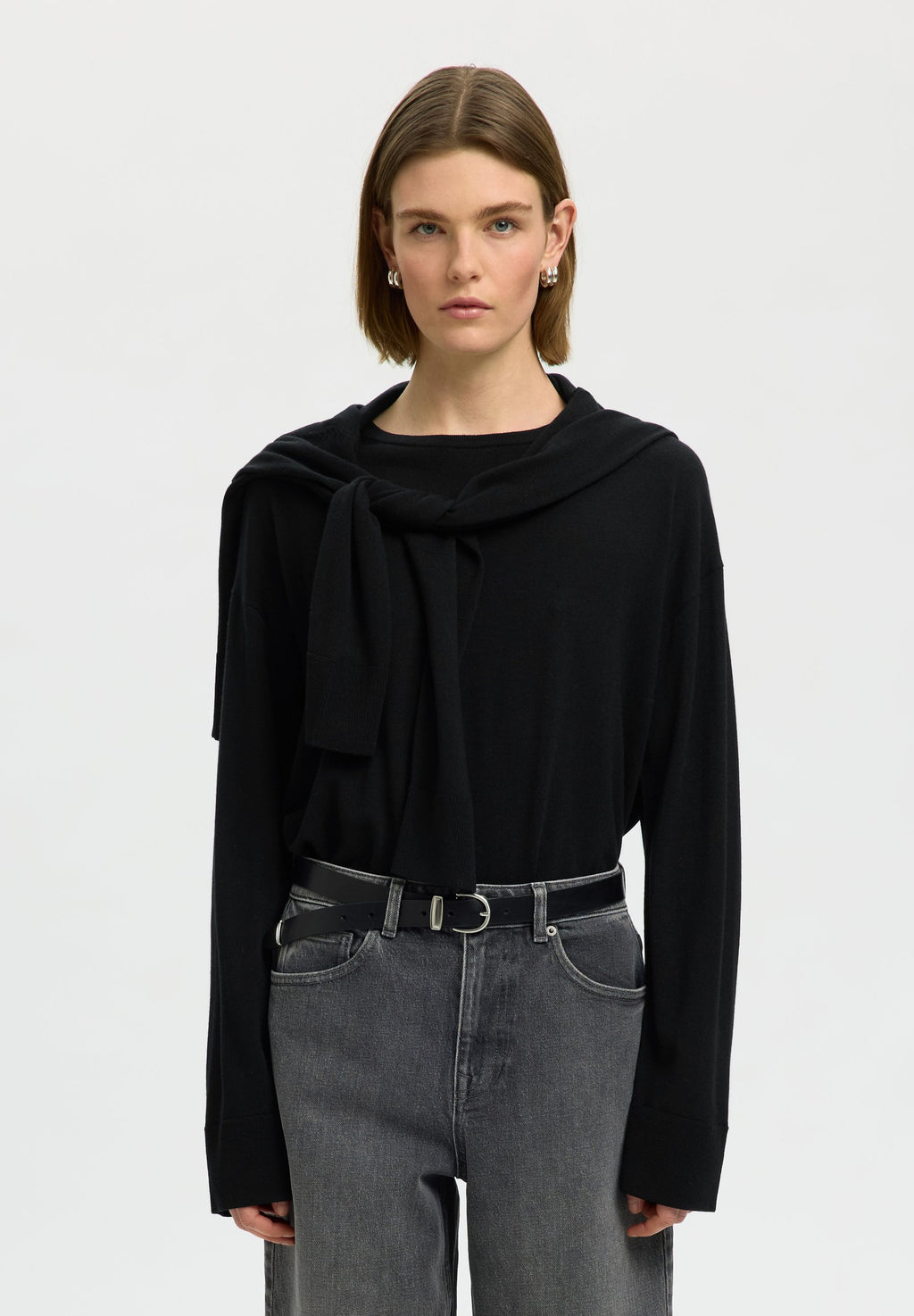Selected SLFTHEA LS KNIT MERINO O-NECK NOOS