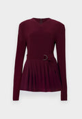 Norma Kamali LONG SLEEVE SHOULDER PAD V NECK FLARED PICKLEBALL
