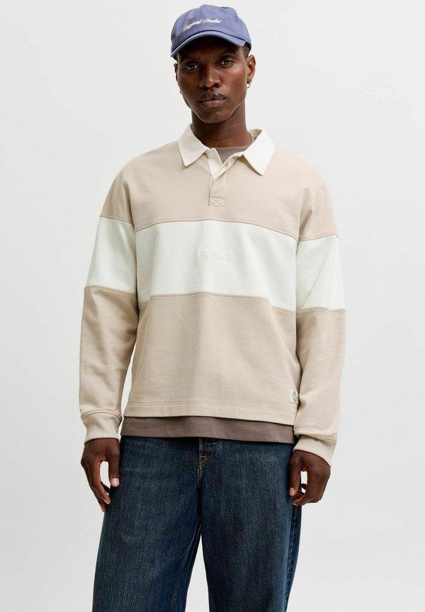 Jack & Jones JORFREDERIKSBERG BLOCKING SWEAT POLO SN - Sweatshirt - feather gray