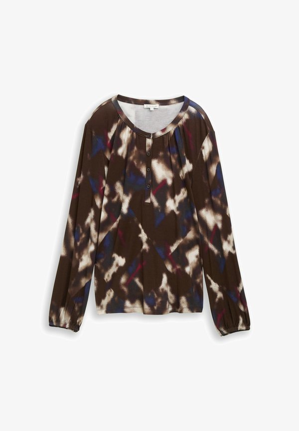 TOM TAILOR MIT MUSTER - Blouse - brown blurry argyle