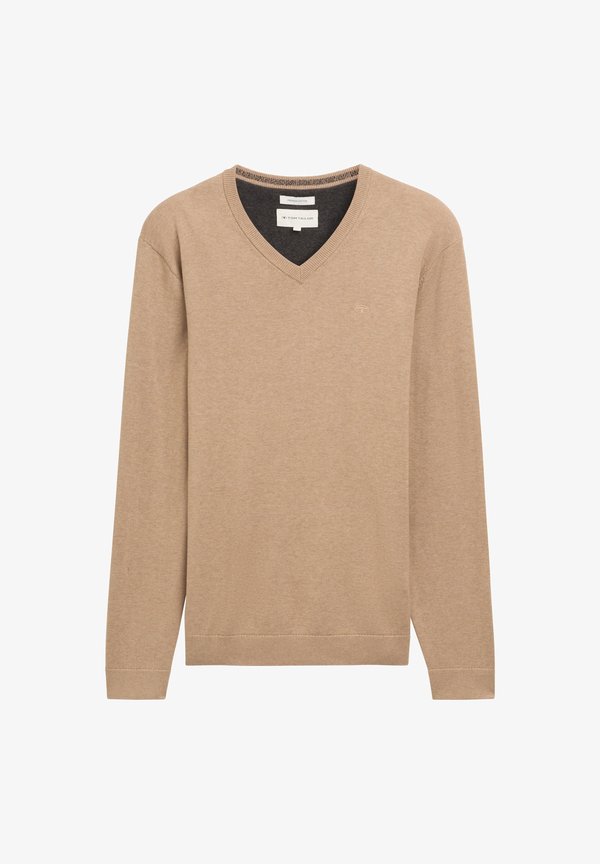 TOM TAILOR V-NECK - Jumper - hellbraun