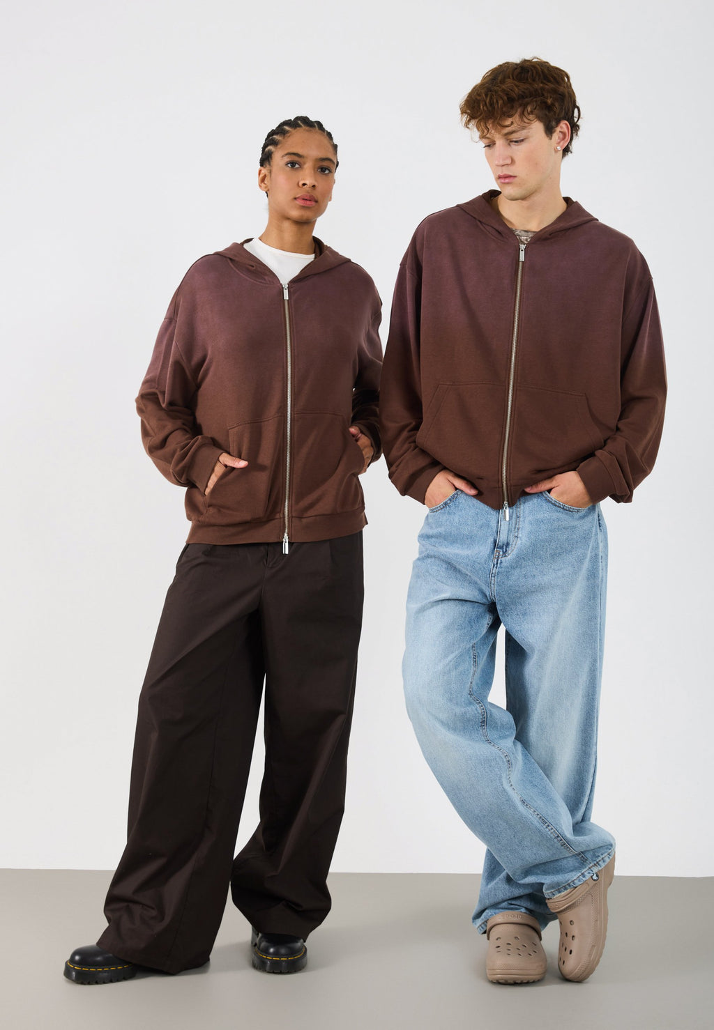 YOURTURN WASHED UP ZIP-UP HOODIE