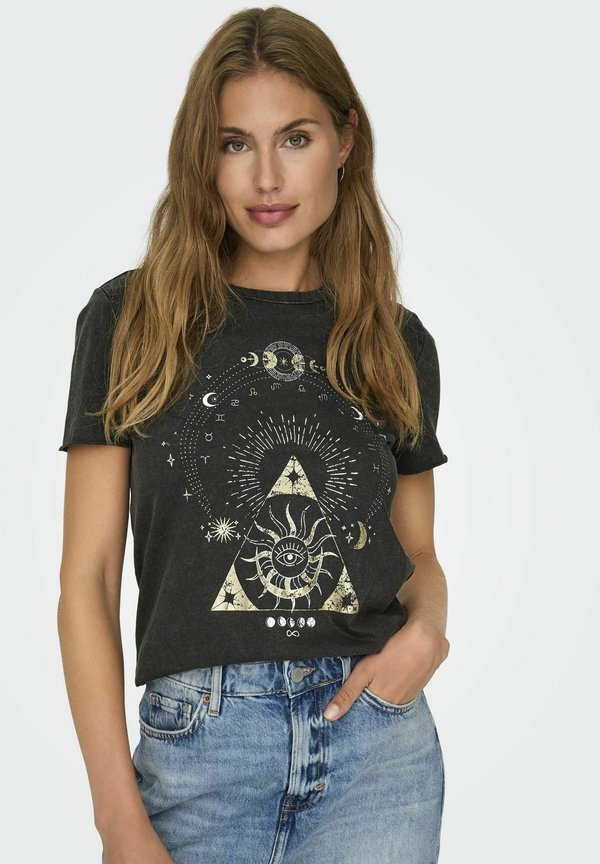 ONLY ONLLUCY REG S/S TOP JRS NOOS - Print T-shirt - black