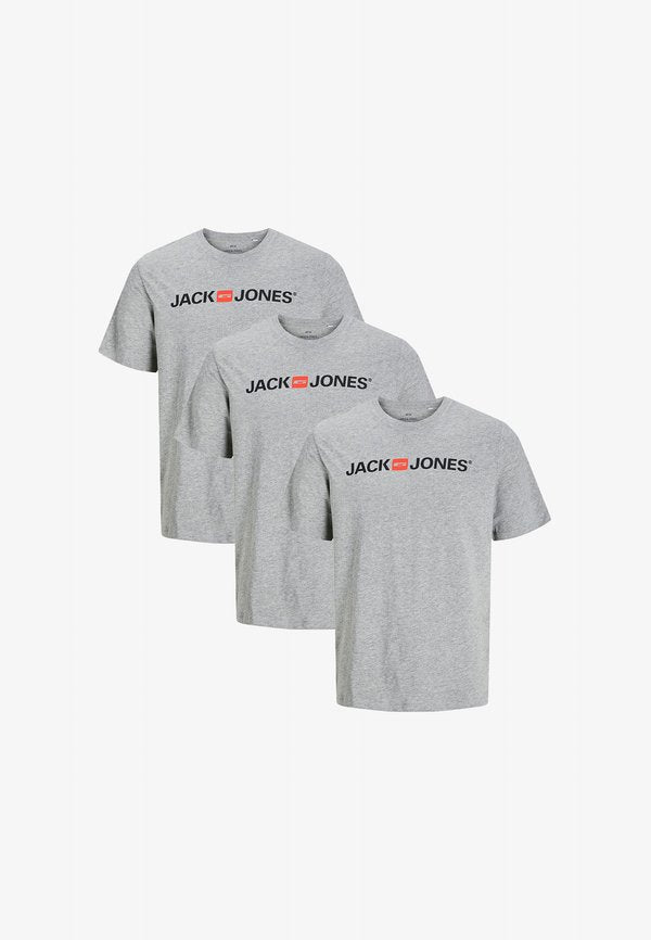 Jack & Jones 3 PACK - Print T-shirt - light grey melange