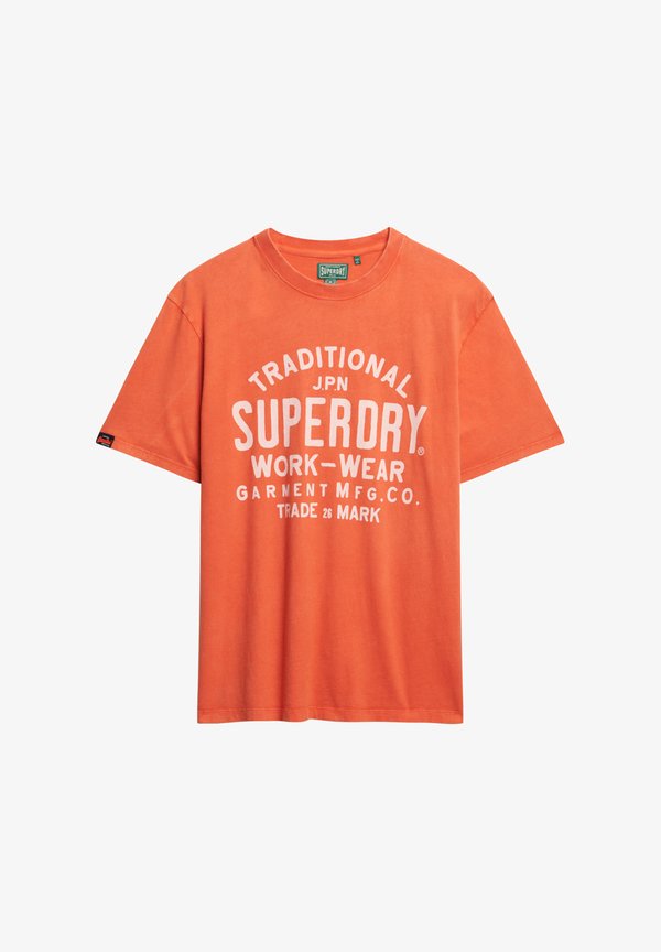 Superdry & Co MACHINED GOODS WORKWEAR  - Print T-shirt - denim co rust orange