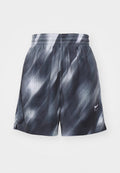 Sportliche Mesh-Shorts mit einem verlaufenden schwarz-grauen Muster, elastischem Bund und einem kleinen weißen Nike-Logo unten rechts.
