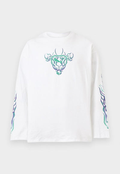 Puma OVERSIZED GRAPHIC LONGSLEEVE TEE UNISEX  - Long sleeved top - white