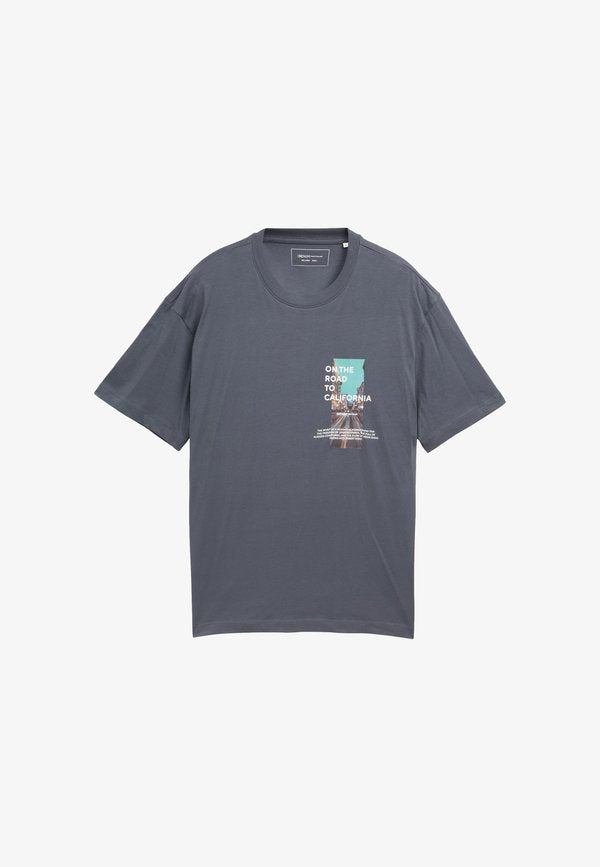 TOM TAILOR KURZARM - Print T-shirt - grau