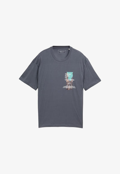 TOM TAILOR KURZARM - Print T-shirt - grau