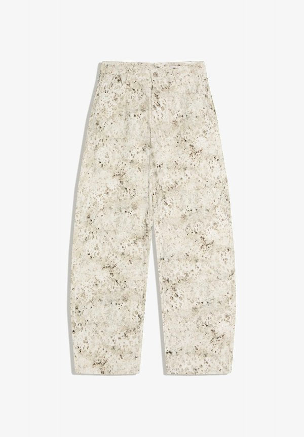Bershka LOW-RISE BAGGY TEXTURED PRINT  - Trousers - beige