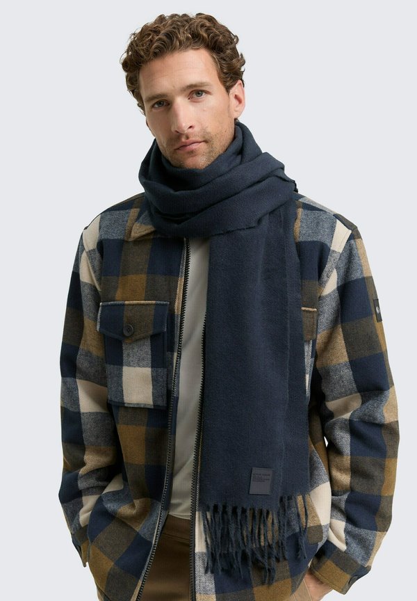 TOM TAILOR MIT FRANSEN - Scarf - sky captain blue white melange