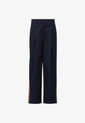s.Oliver WIDE-LEG MIT BUNDFALTE UND NADELSTREIFEN - Trousers - navy