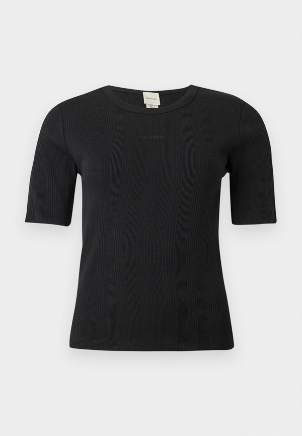 Calvin Klein VARIGATED NANO LOGO NECK - Basic T-shirt - black