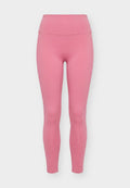 Hoch taillierte, langbeinige pinke Leggings mit glatter Oberfläche und sichtbaren Nähten an den Seiten und am Bund.