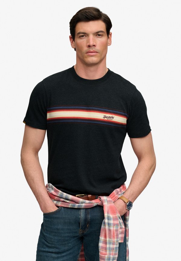 Superdry & Co SUPERDRY OUTDOOR STRIPE LOGO RELAXED T-SHIRT.. - Print T-shirt - phantom black marl