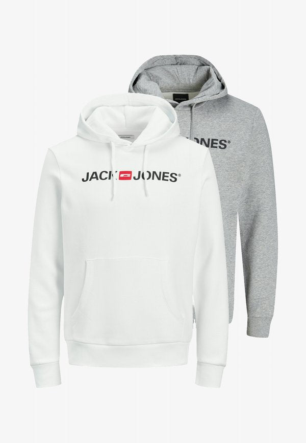 Jack & Jones 2 PACK - Hoodie - grau   weiß