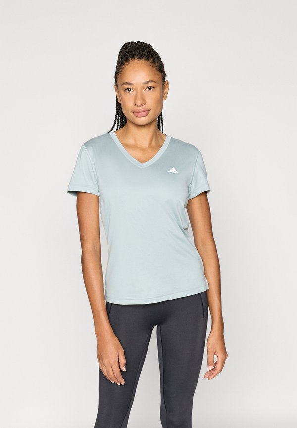 adidas Performance WORKOUT ESSENTIALS V NECK - Sports T-shirt - sage