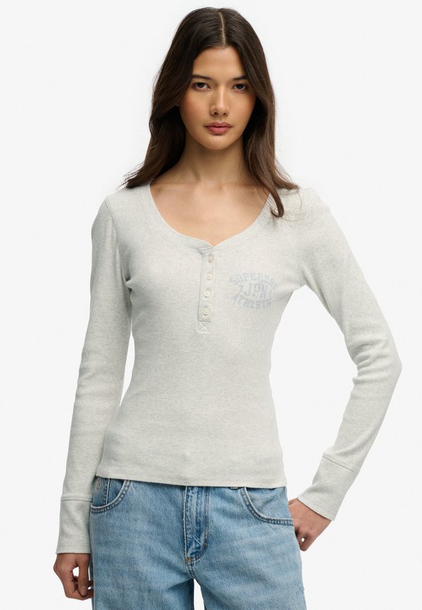 Superdry & Co SUPERDRY ATHLETIC BUTTON DOWN LONG SLEEVE TOP.. - Long sleeved top - iced grey marl