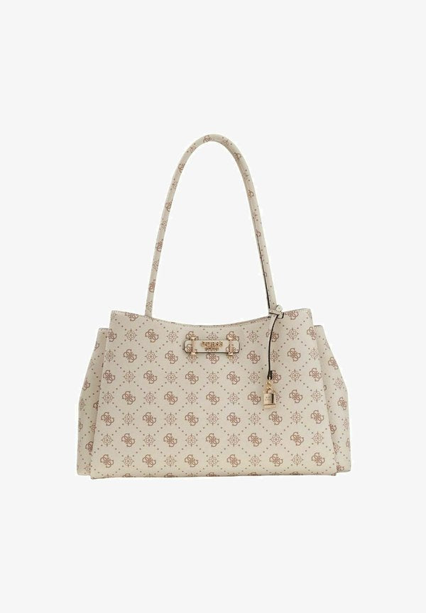 Guess CARRIE LOGO GIRLFRIEND CARRYALL - Handbag - vanilla logo