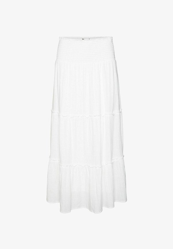 Vero Moda AWKEELEY High waist Long - Maxi skirt - snow white