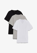 Calvin Klein Underwear 3 PACK V-NECK T-SHIRT COTTON MICROFIBER STRETCH - Undershirt - black/white/grey heather