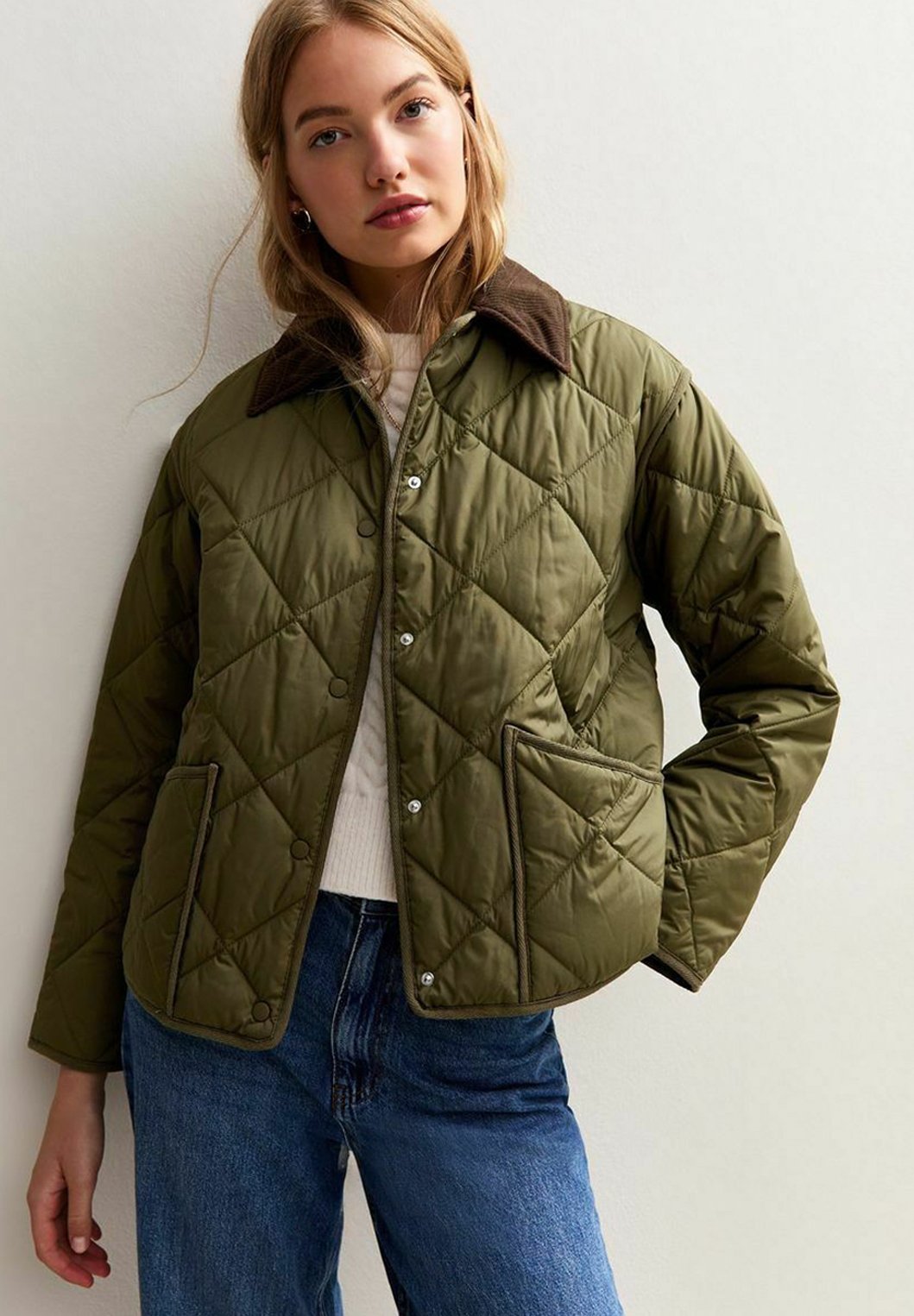 New Look CORDUROY COLLAR QUILTED