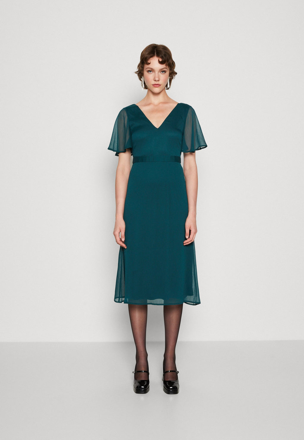 VILA VIRILLA V NECK MIDI DRESS