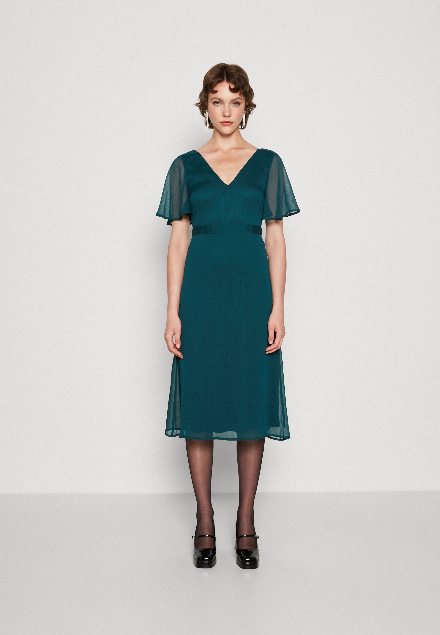 VILA VIRILLA V NECK MIDI DRESS