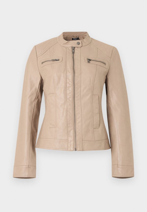 ONLY ONLBANDIT BIKER - Faux leather jacket - beige