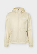 Hellbeige Kapuzenjacke mit durchgehendem Frontreißverschluss, seitlichen Reißverschlusstaschen, elastischen Bündchen und The North Face-Logo auf der Brust.