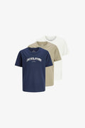 Jack & Jones T-SHIRT PLUS SIZE 3-PACK T-SHIRT - Print T-shirt - cloud dancer