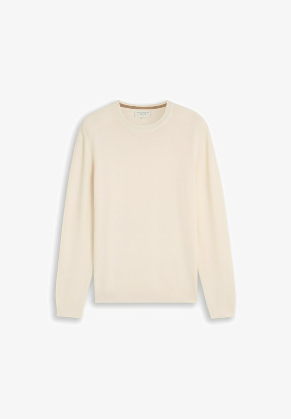 TOM TAILOR STRUCTURED CREW NECK KNIT - Jumper - gardenia white