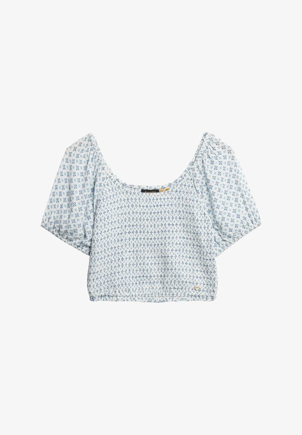Superdry & Co SMOCKED - Blouse - diamond tile blue