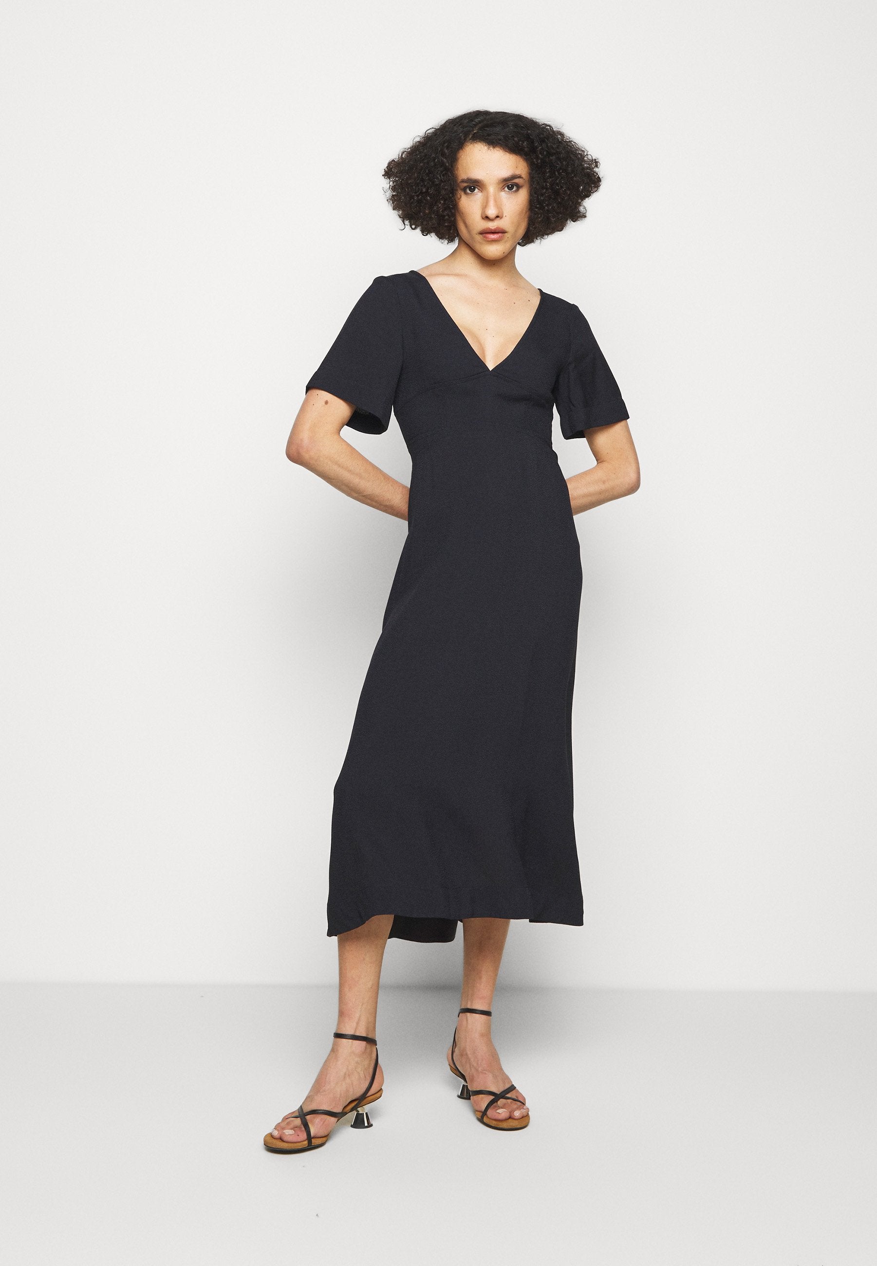 Victoria Beckham SHORT SLEEVE V NECK MIDI