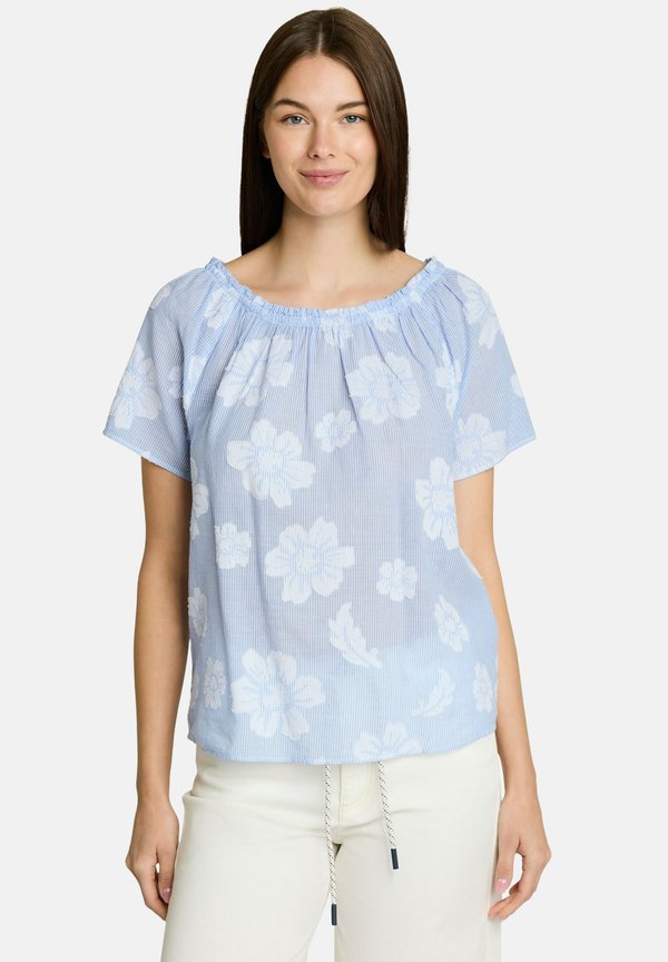 TOM TAILOR BLUSE MIT STREIFEN AUS JACQUARD - Blouse - blue flower dobby