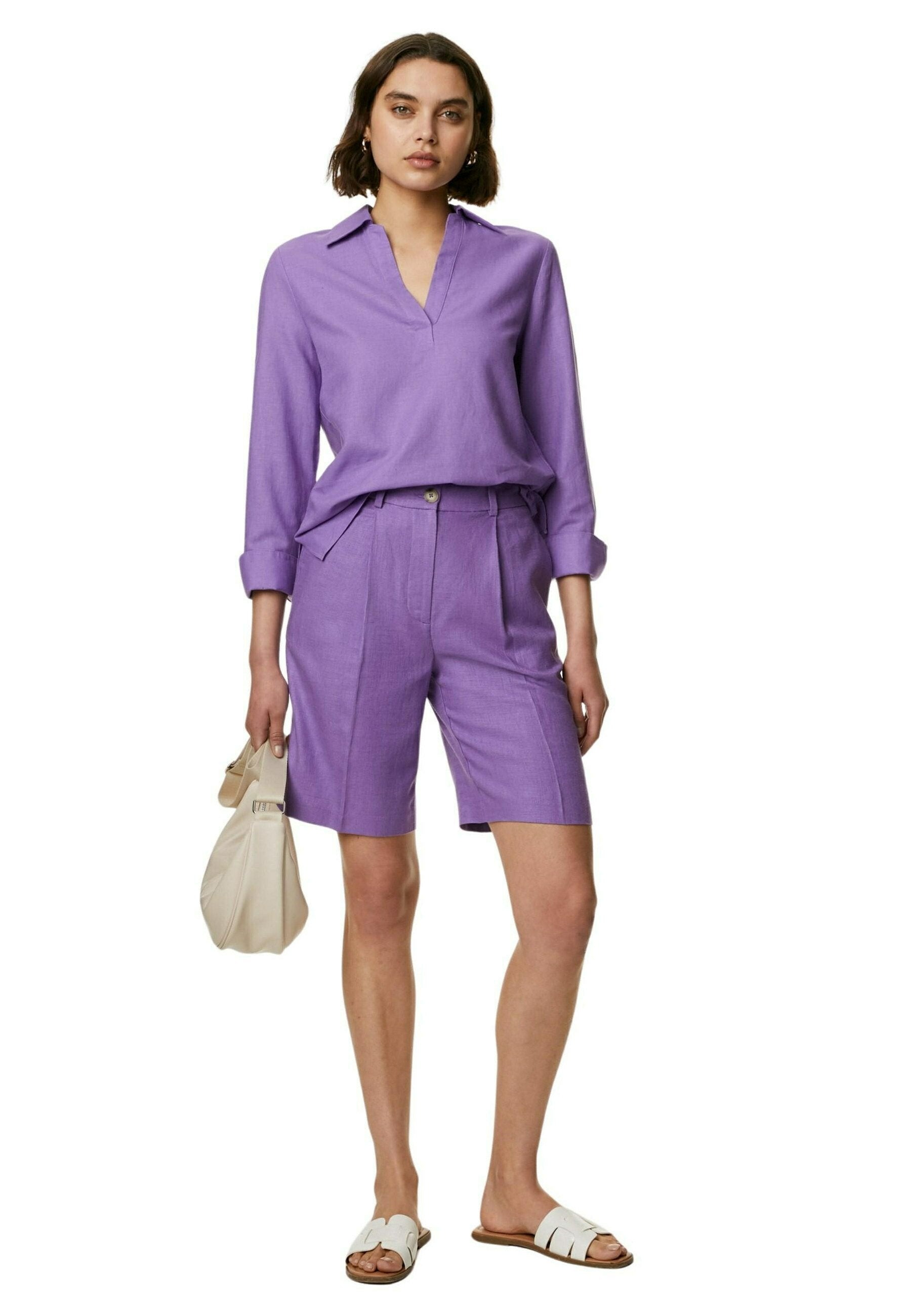 Marks & Spencer LINEN BLEND HIGH WAISTED BERMUDA