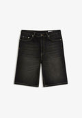 Bershka BAGGY - Denim shorts - black