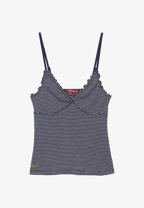 Superdry & Co SUPERDRY ATHLETIC ESSENTIALS V-NECK WAFFLE CAMI TOP.. - Top - classic navy stripe