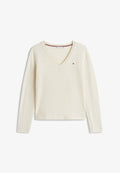 Tommy Hilfiger V-NECK SOFT - Jumper - heather oatmilk