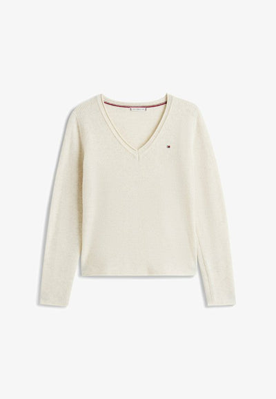 Tommy Hilfiger V-NECK SOFT - Jumper - heather oatmilk
