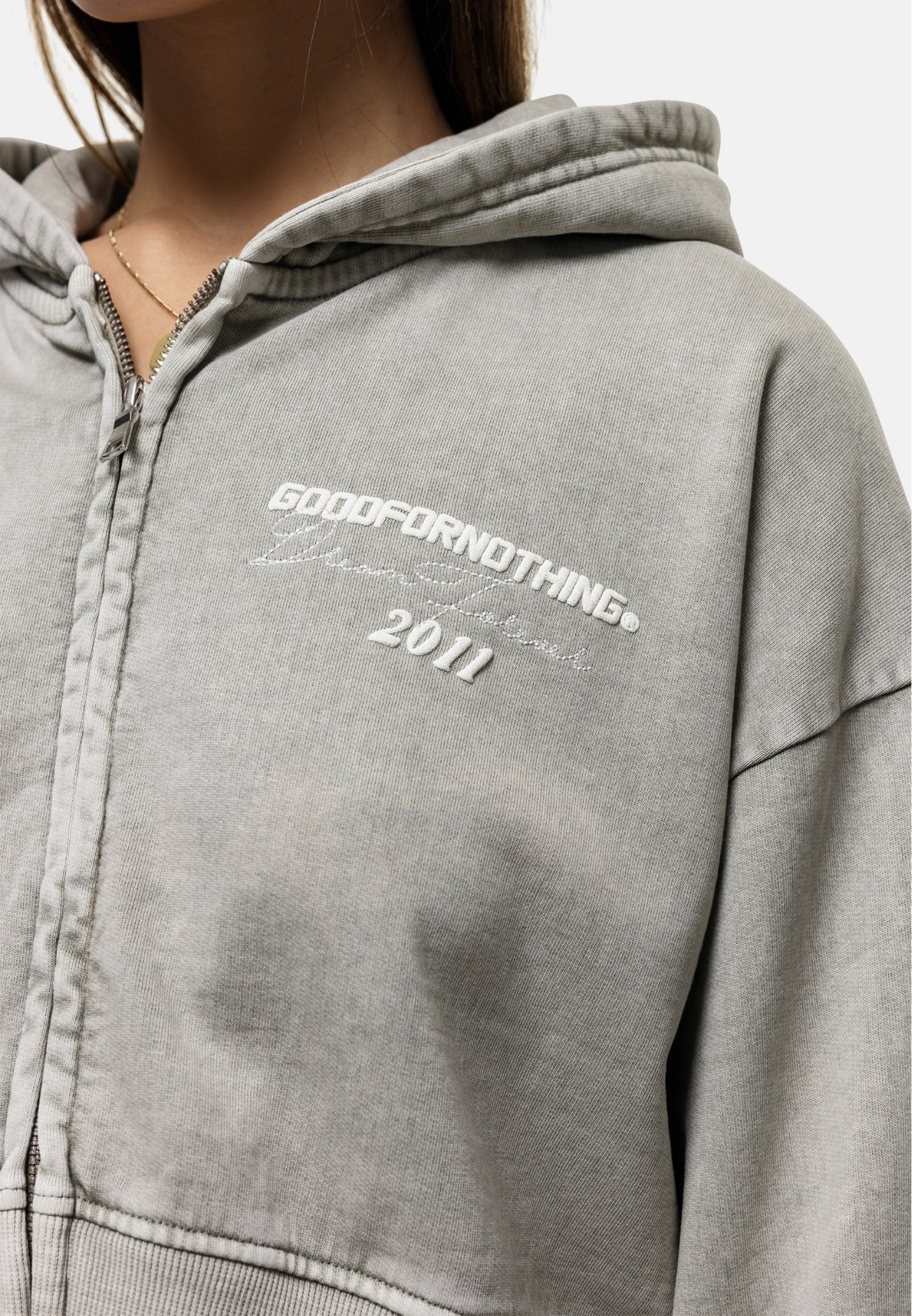 Good For Nothing FOREVER  FOREST FOG CROPPED HOODIE
