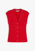 Tommy Hilfiger MID GG CABLE VEST CARDI - CO CABLE MID GG - Waistcoat - fire red