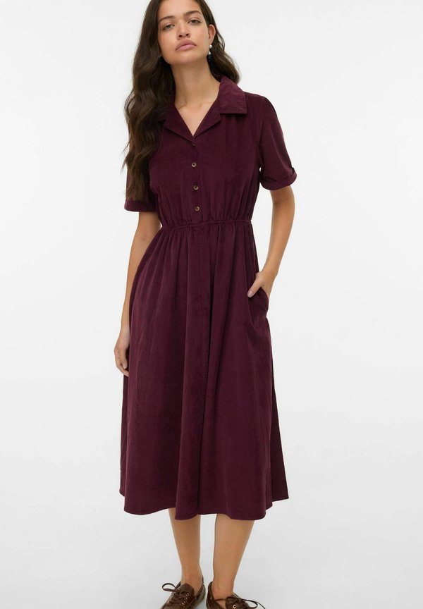 Vero Moda VMRAY Corduroy Midi - Shirt dress - winetasting
