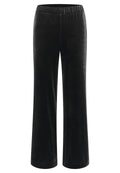 Schwarze Samt-Hosen mit weitem Bein, ausgestattet mit einem elastischen Bund und einer weichen, glatten Textur, die sich gut für legere Anlässe eignet.