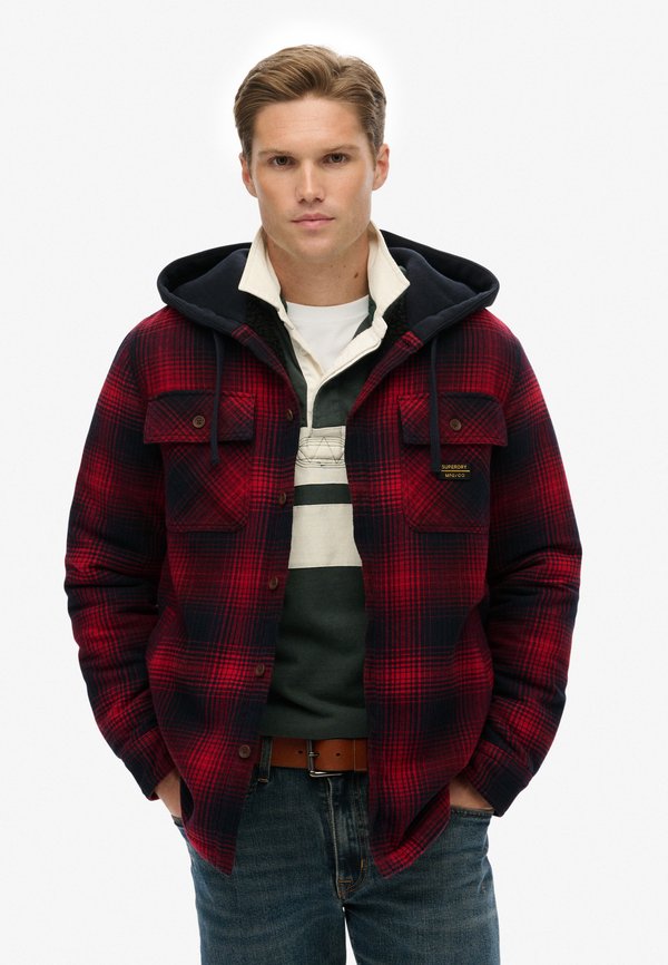 Superdry & Co SURPLUS HOODED CHECK - Shirt - over ombre red